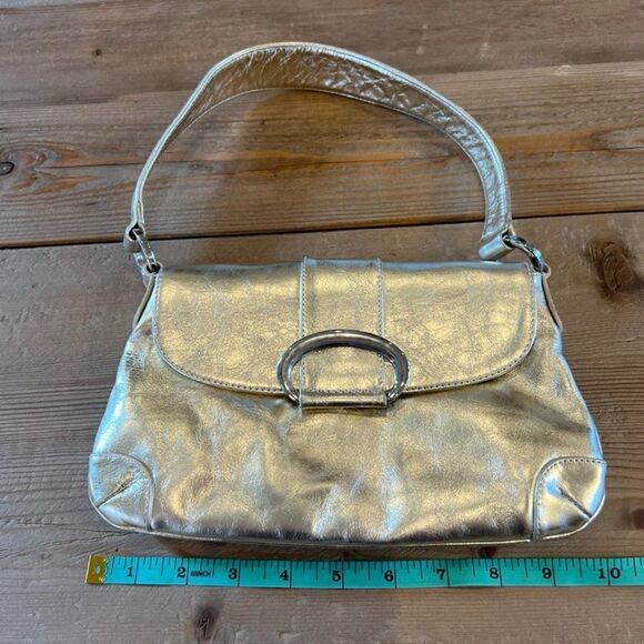 Jenny Vera Pelle Gold Metallic Leather Italian Bag - Picture 9 of 12